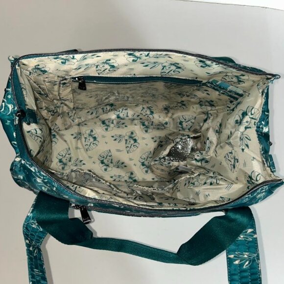Lug Kerstin Lindquist Baby Yacht Carry-All Zip-Top Tote Aloha Outline Teal Green - Picture 8 of 13